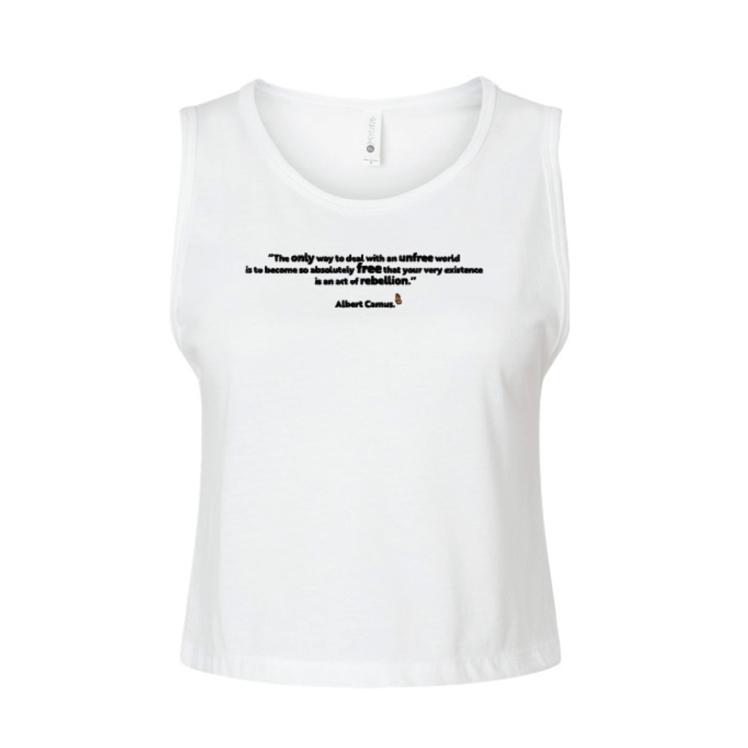 ALBERT CAMUS QUOTE crop tank top